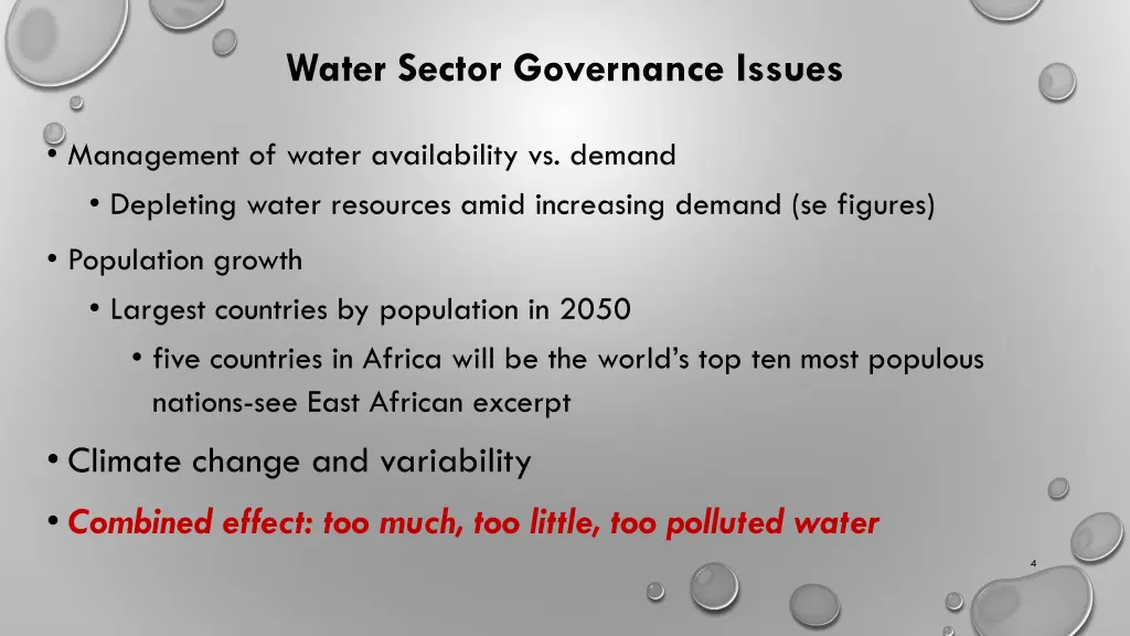 water sector governance issues