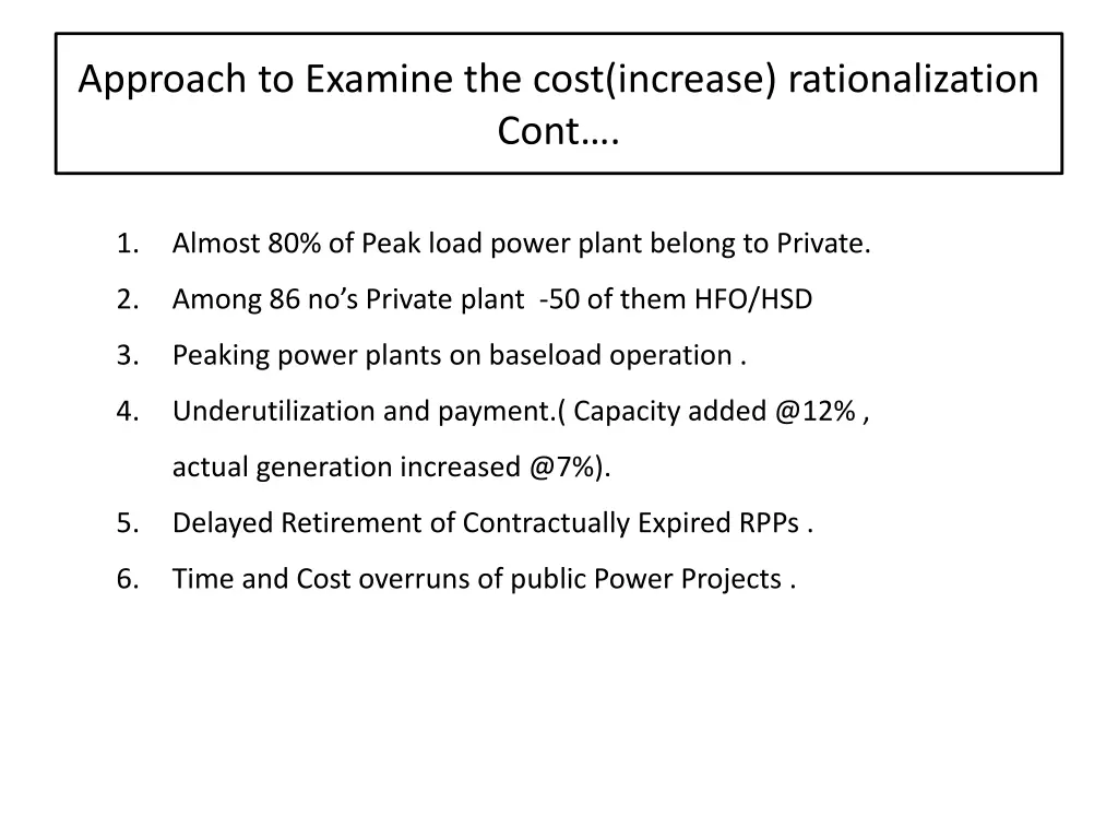 approach to examine the cost increase 3