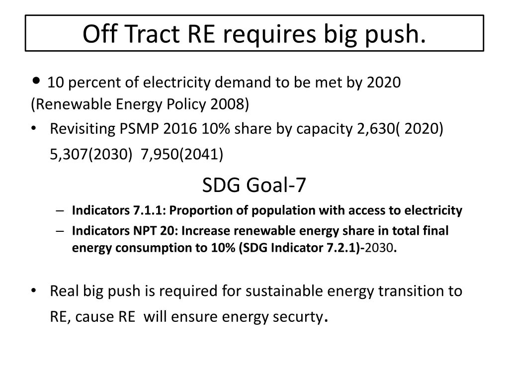 off tract re requires big push