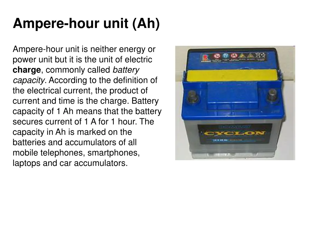 ampere hour unit ah