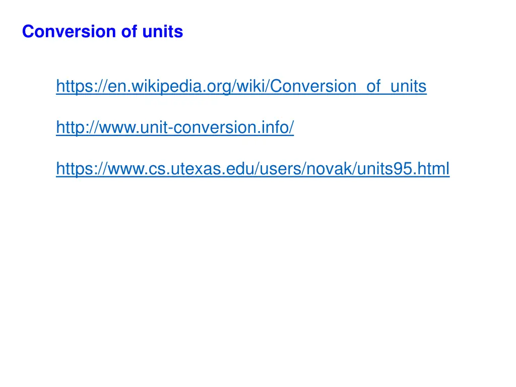 conversion of units