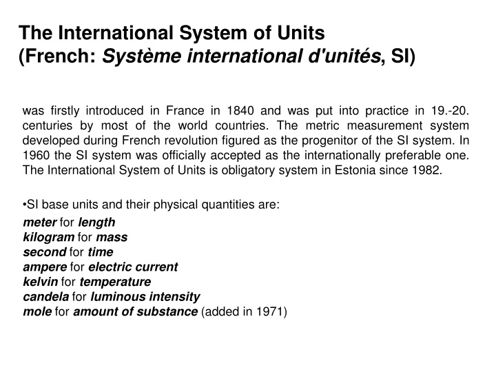 the international system of units french syst