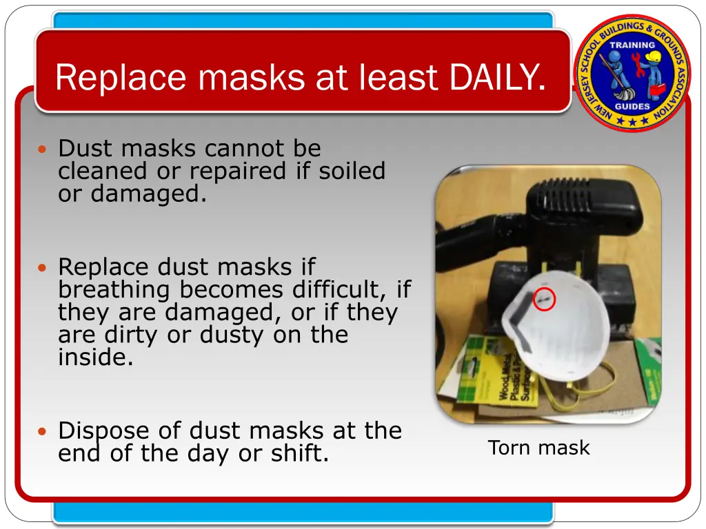 replace masks at least daily