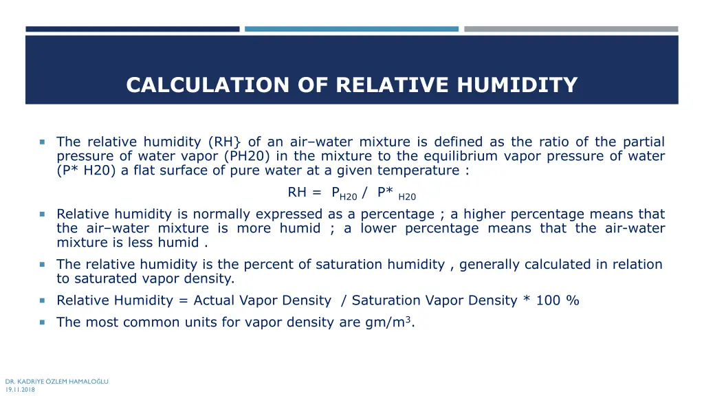 calculation of relative humidity