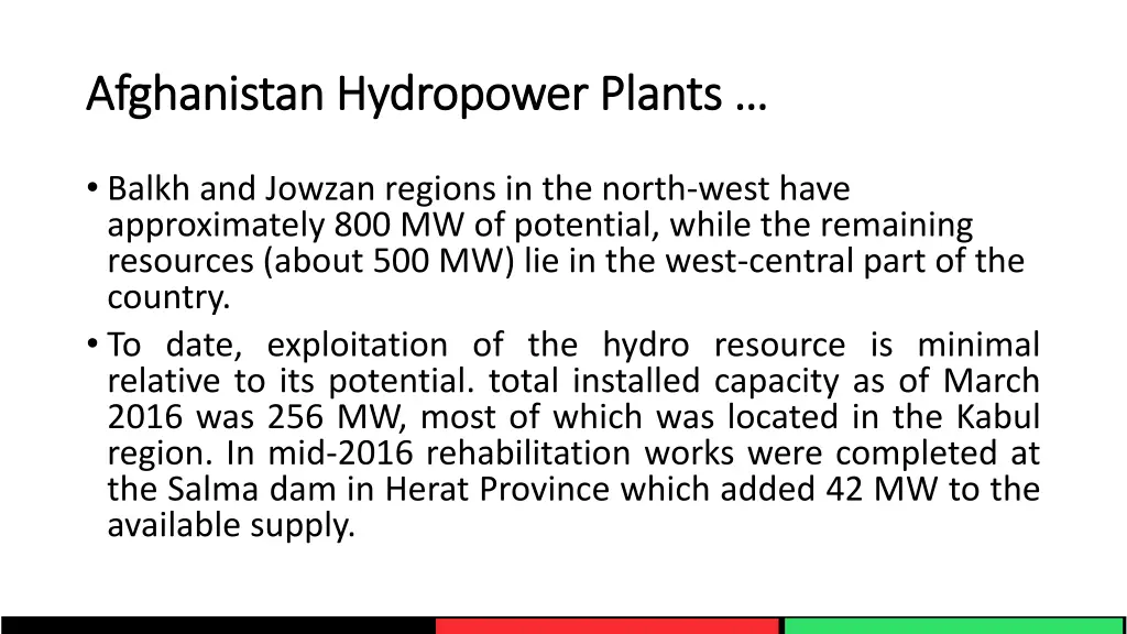 afghanistan hydropower plants afghanistan