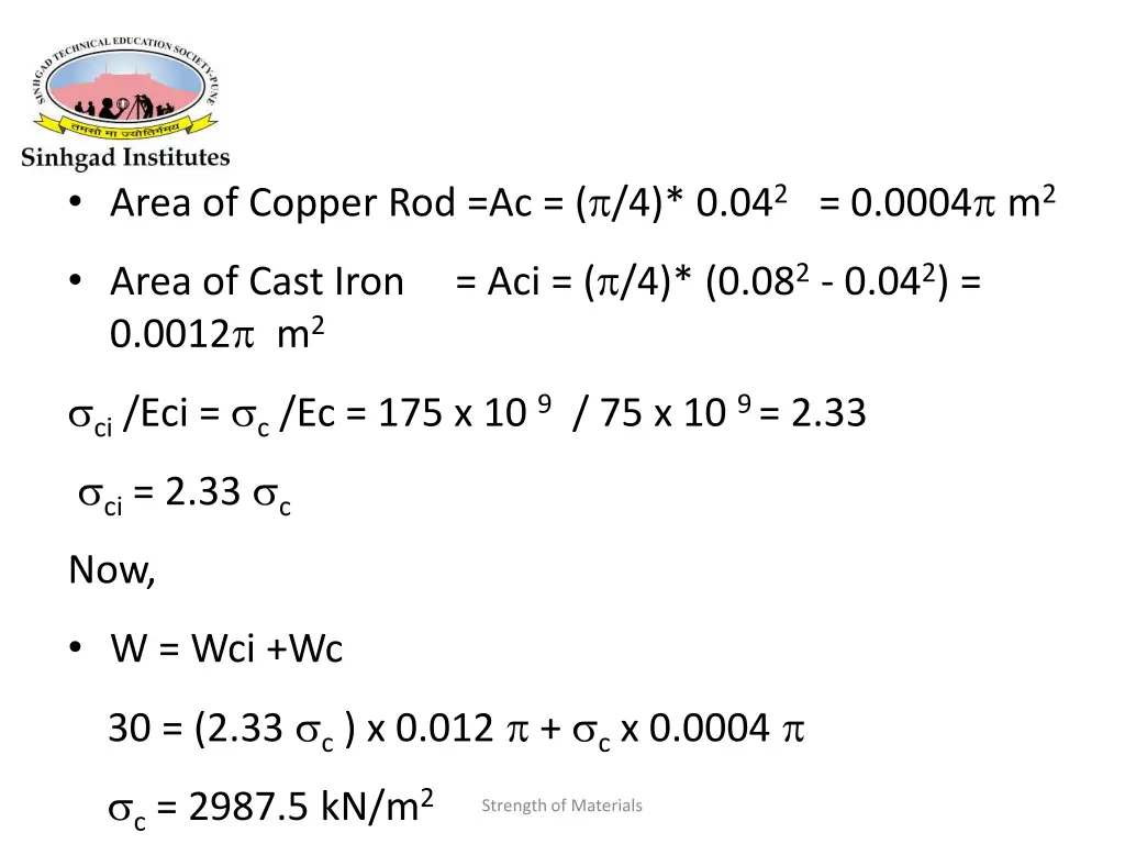 area of copper rod ac 4 0 04 2 0 0004 m 2