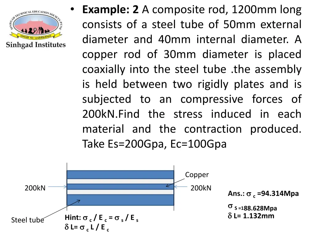 example 2 a composite rod 1200mm long consists