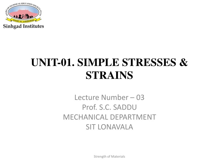 unit 01 simple stresses strains