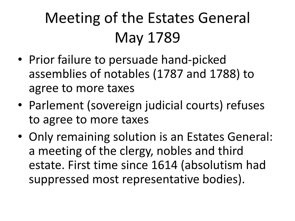 meeting of the estates general may 1789 prior