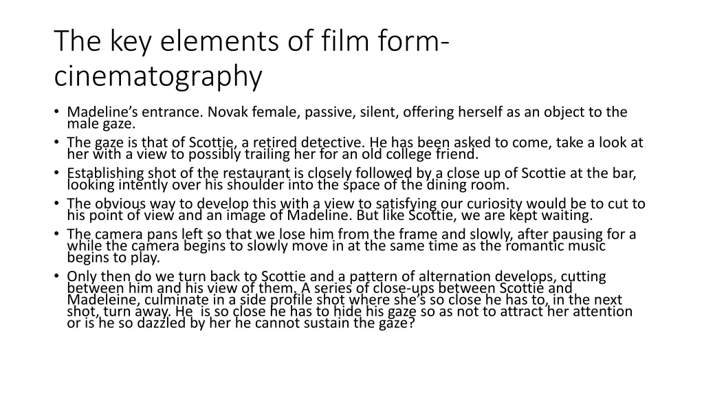 the key elements of film form cinematography