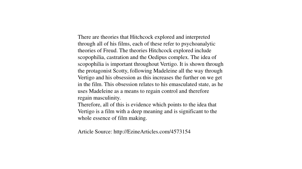 there are theories that hitchcock explored