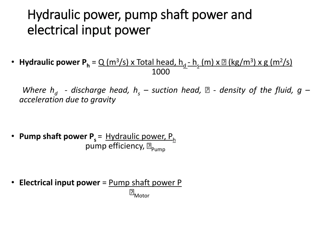 hydraulic power hydraulic power pump shaft power