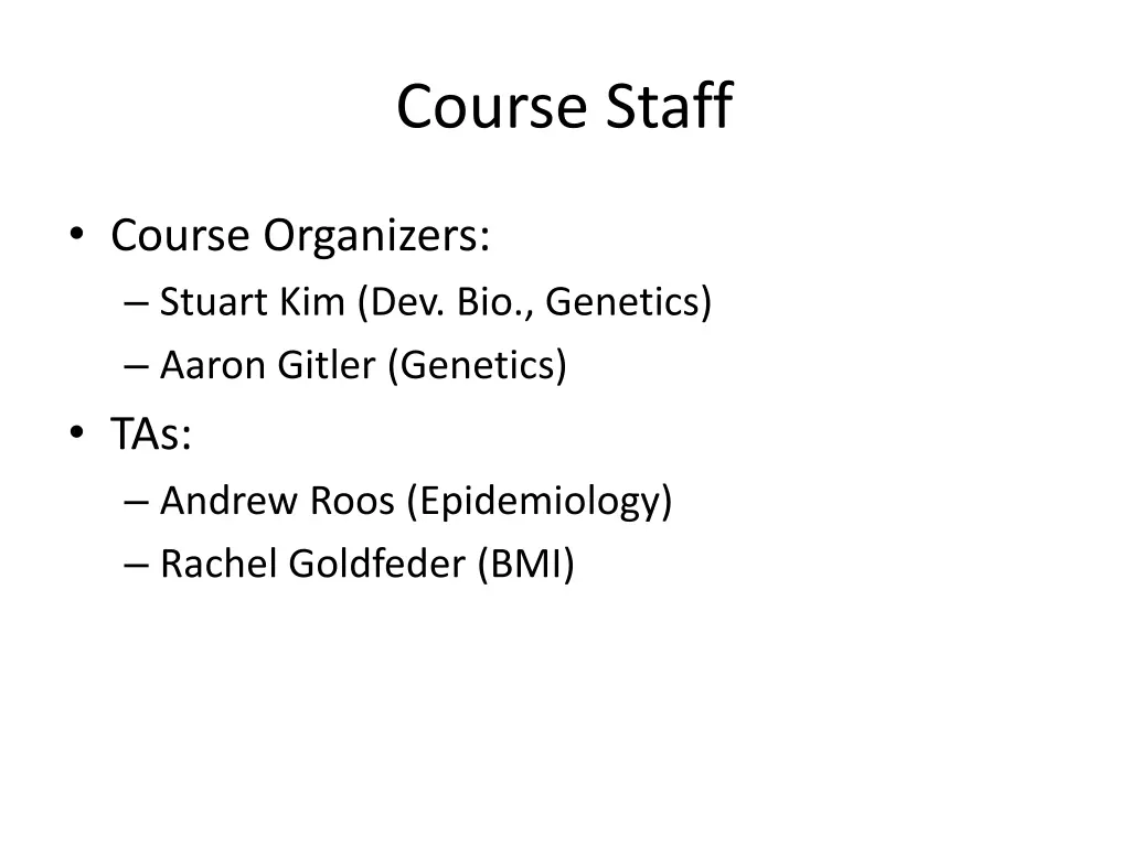 course staff