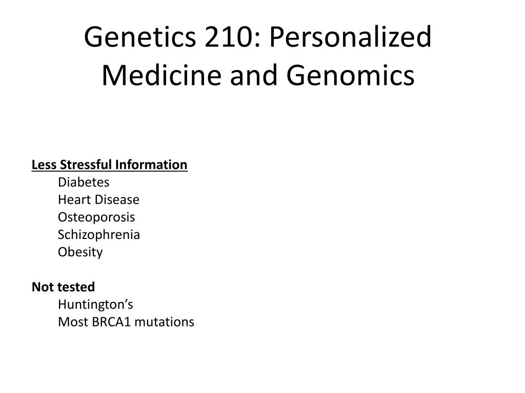 genetics 210 personalized medicine and genomics 1