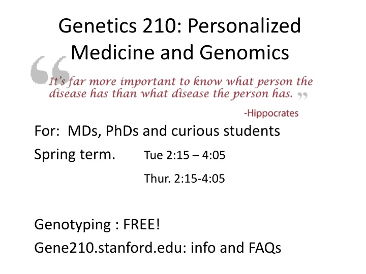 genetics 210 personalized medicine and genomics