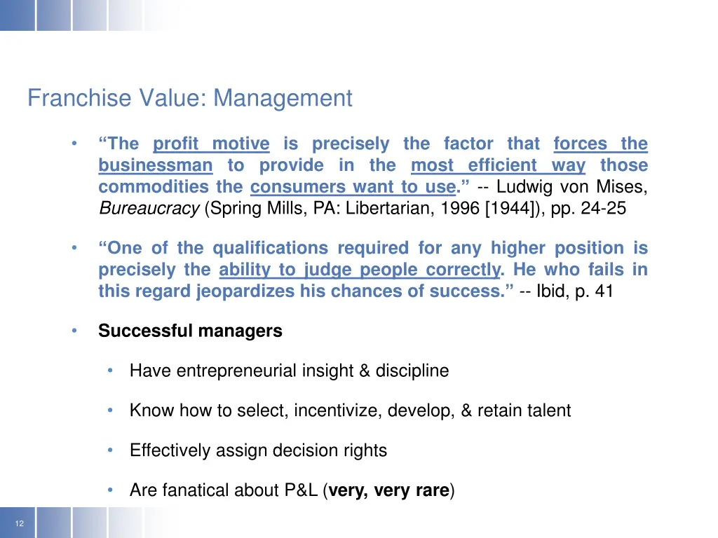 franchise value management