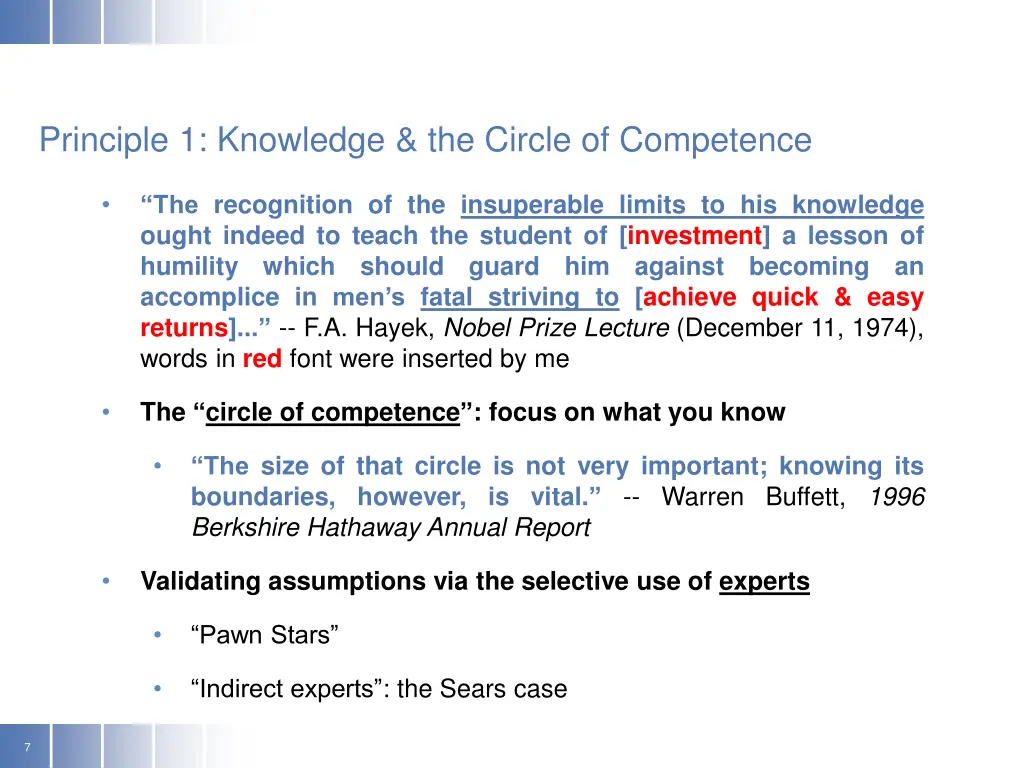 principle 1 knowledge the circle of competence