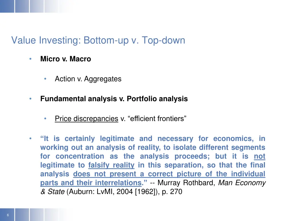 value investing bottom up v top down