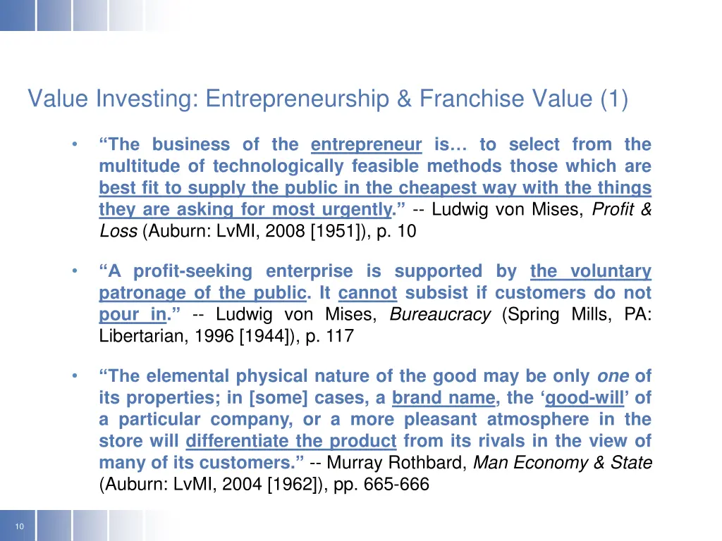 value investing entrepreneurship franchise value 1