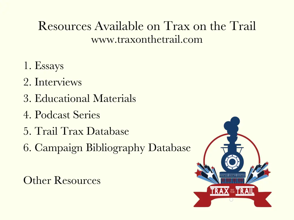 resources available on trax on the trail