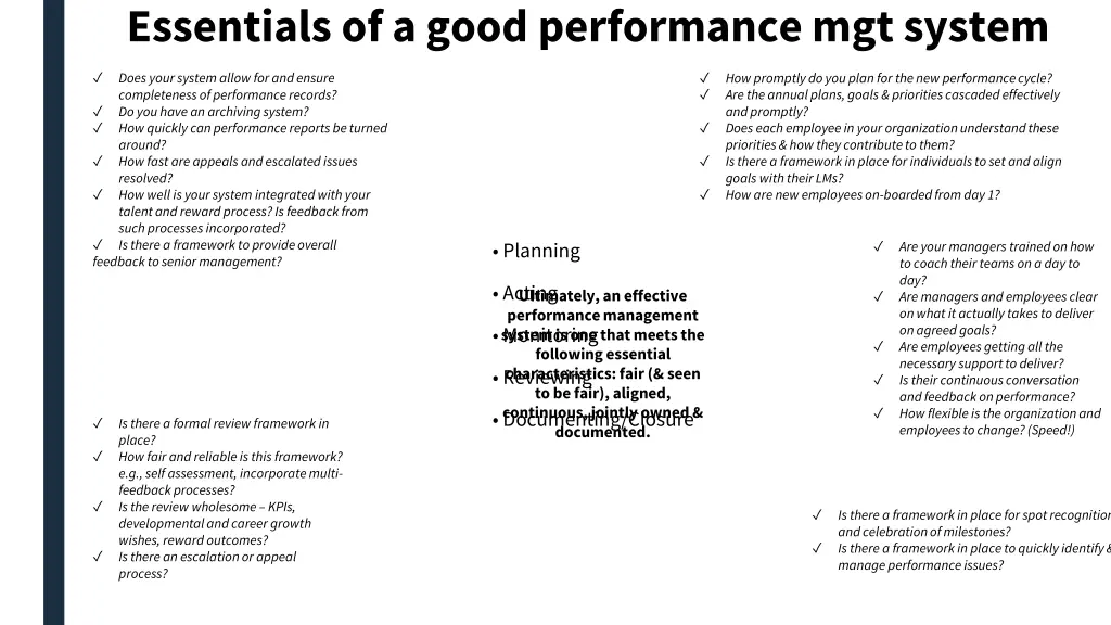 essentials of a good performance mgt system