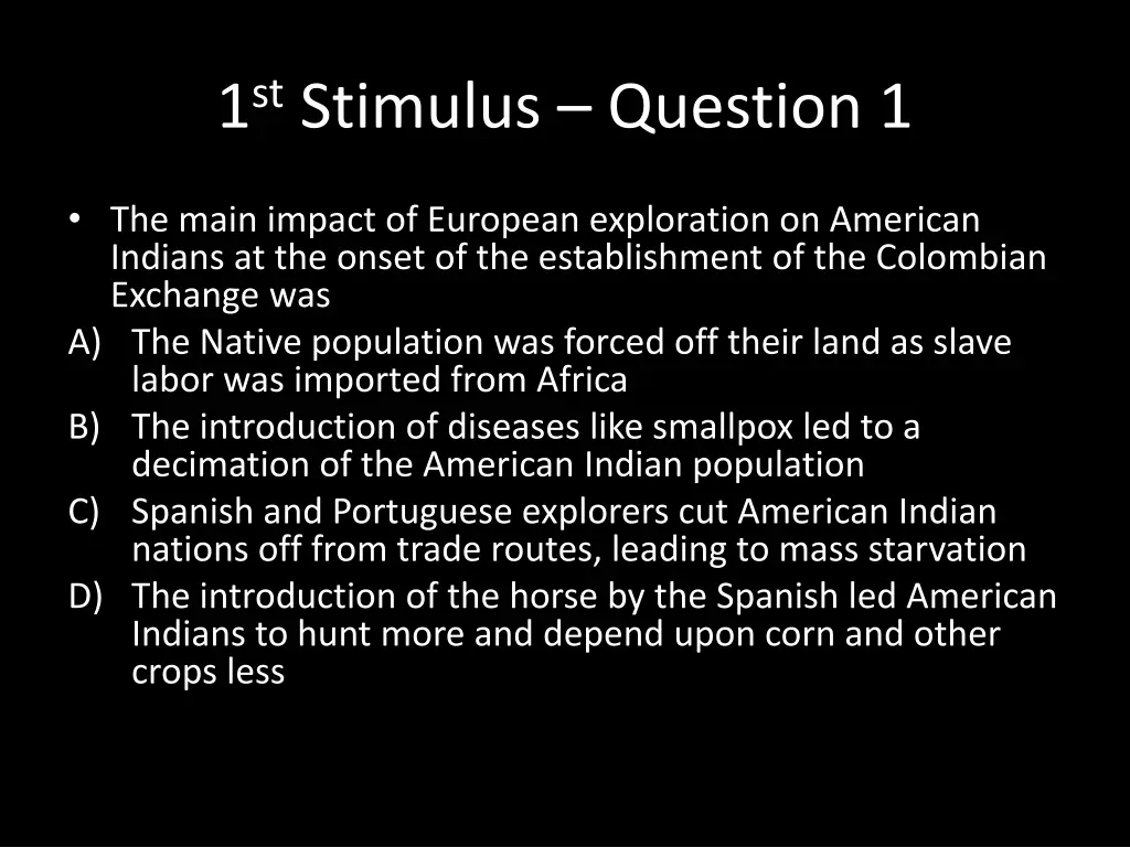 1 st stimulus question 1 1