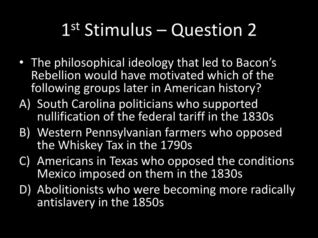 1 st stimulus question 2