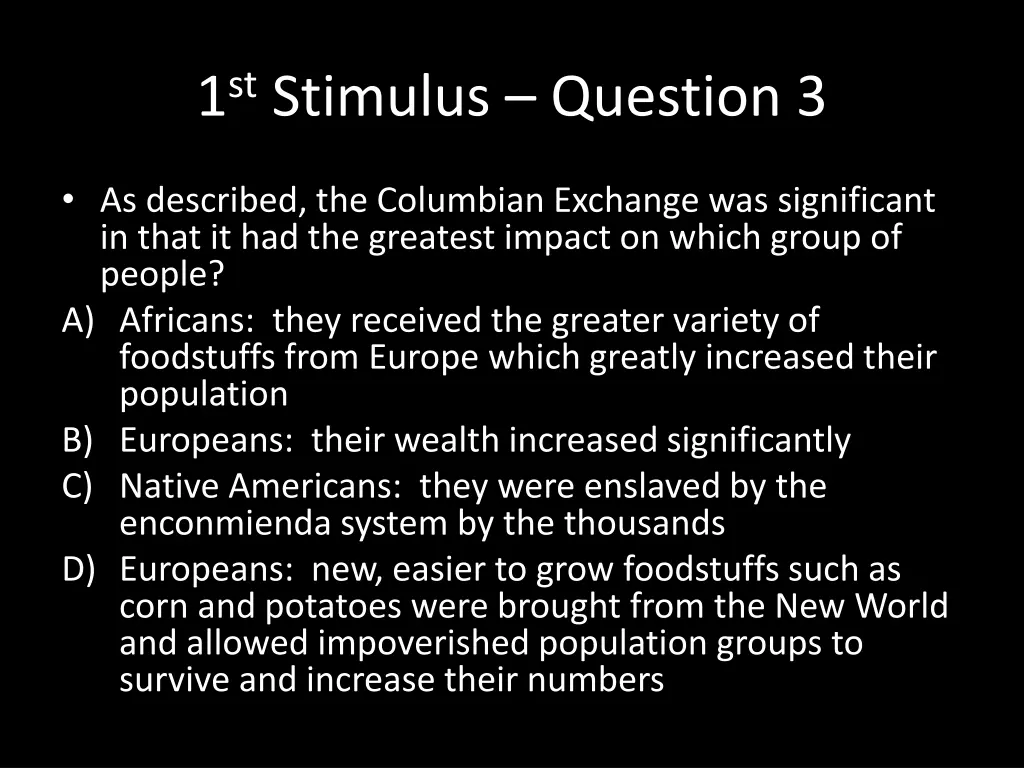 1 st stimulus question 3