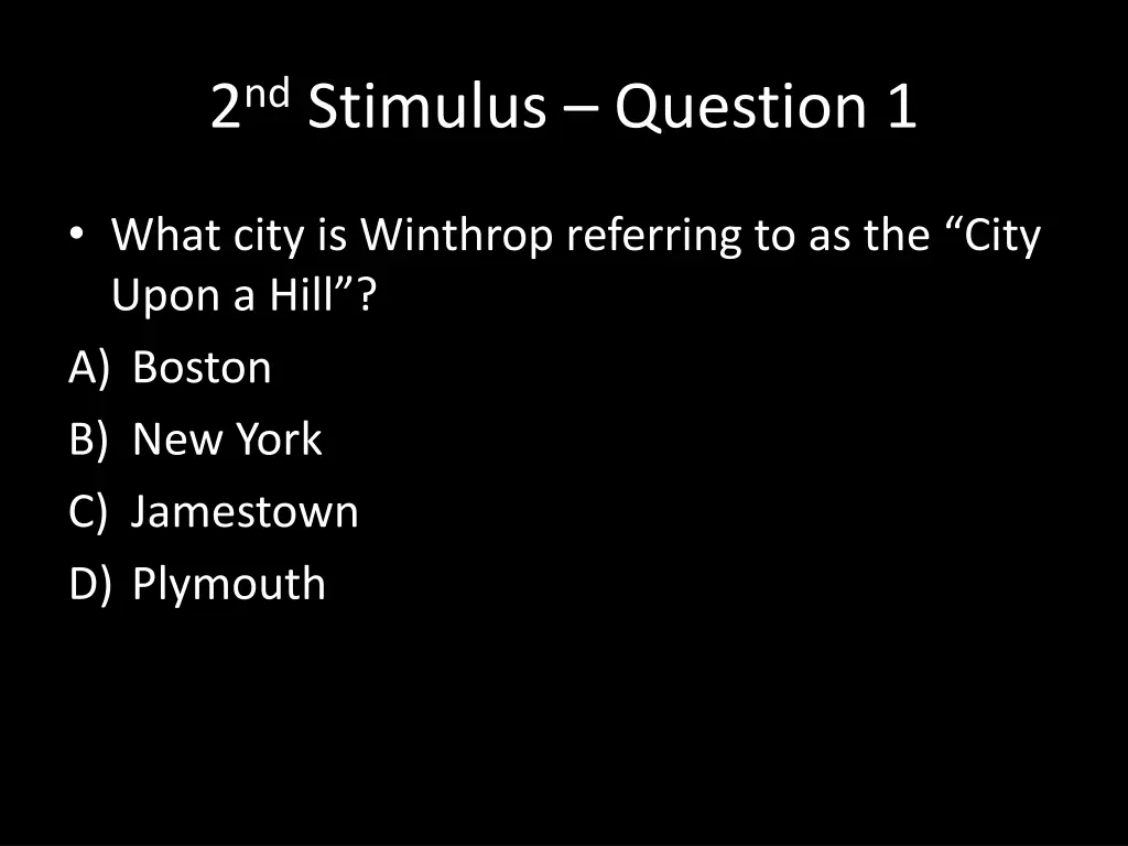 2 nd stimulus question 1