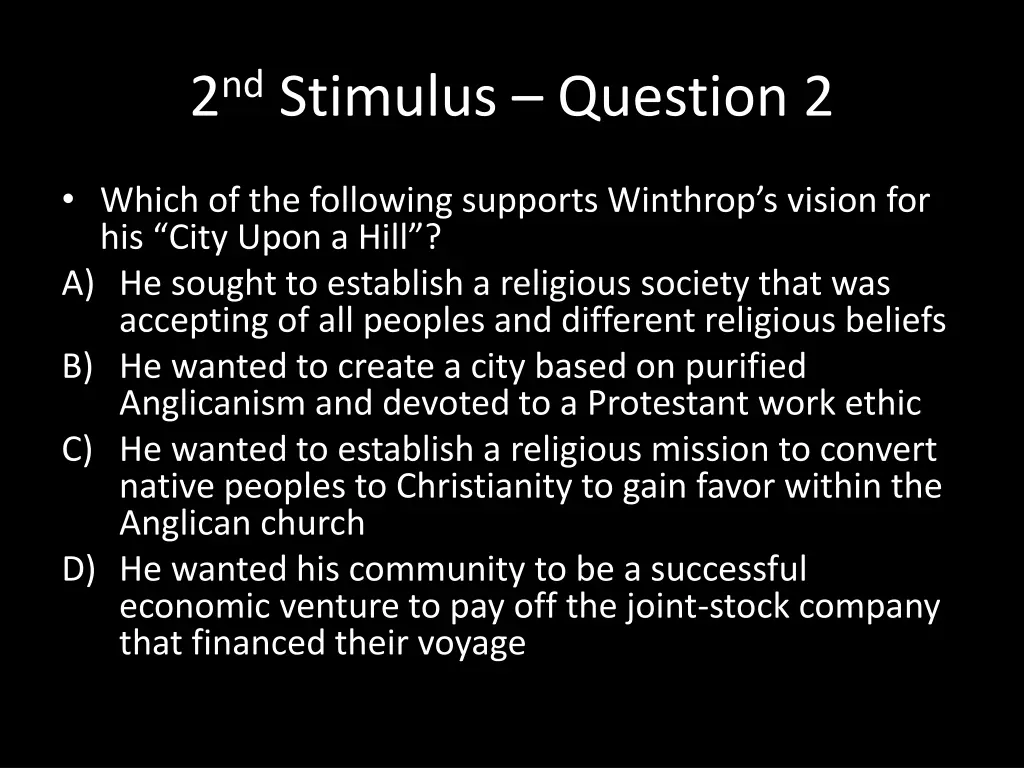 2 nd stimulus question 2