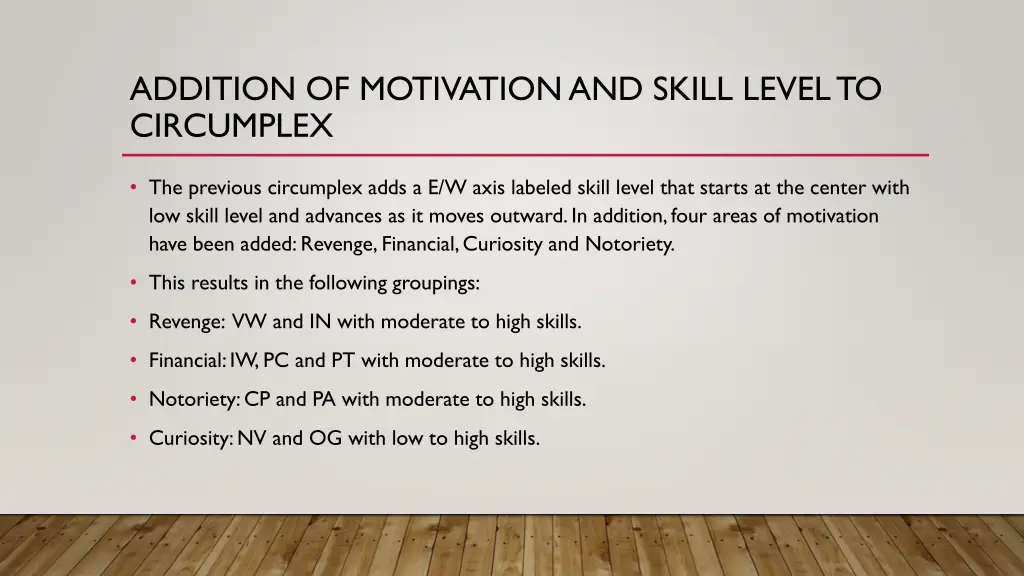 addition of motivation and skill level