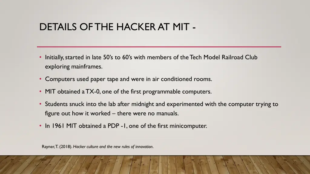 details of the hacker at mit