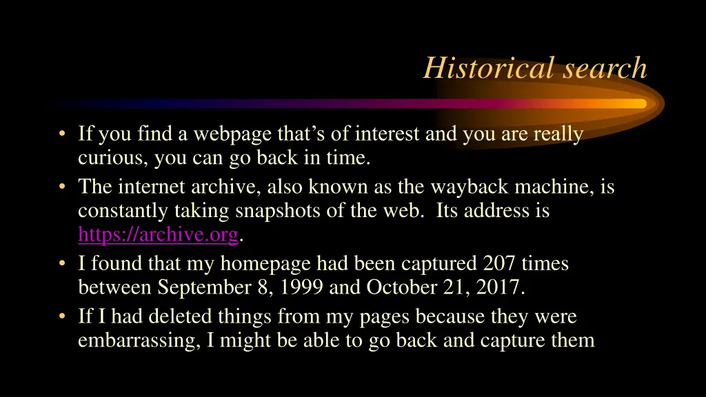 historical search