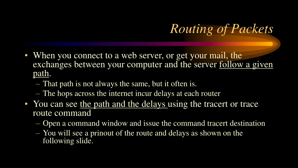 routing of packets