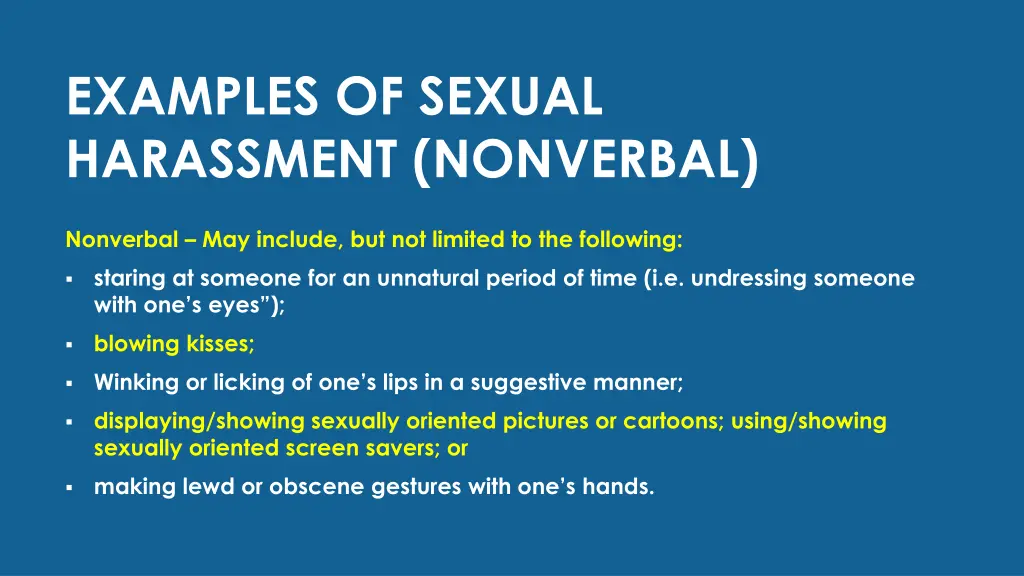 examples of sexual harassment nonverbal