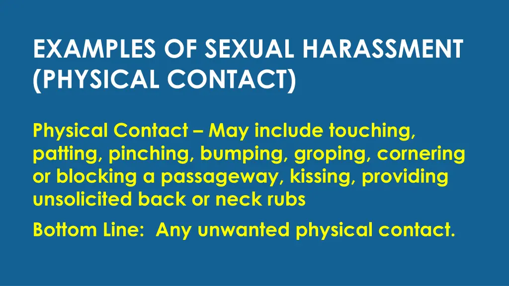 examples of sexual harassment physical contact