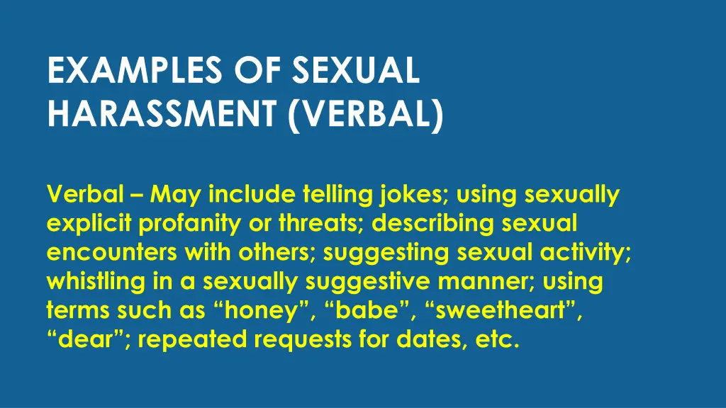 examples of sexual harassment verbal