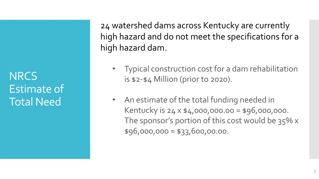 24 watershed dams across kentucky are currently