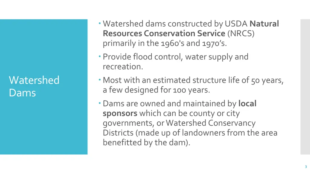 watershed dams constructed by usda natural