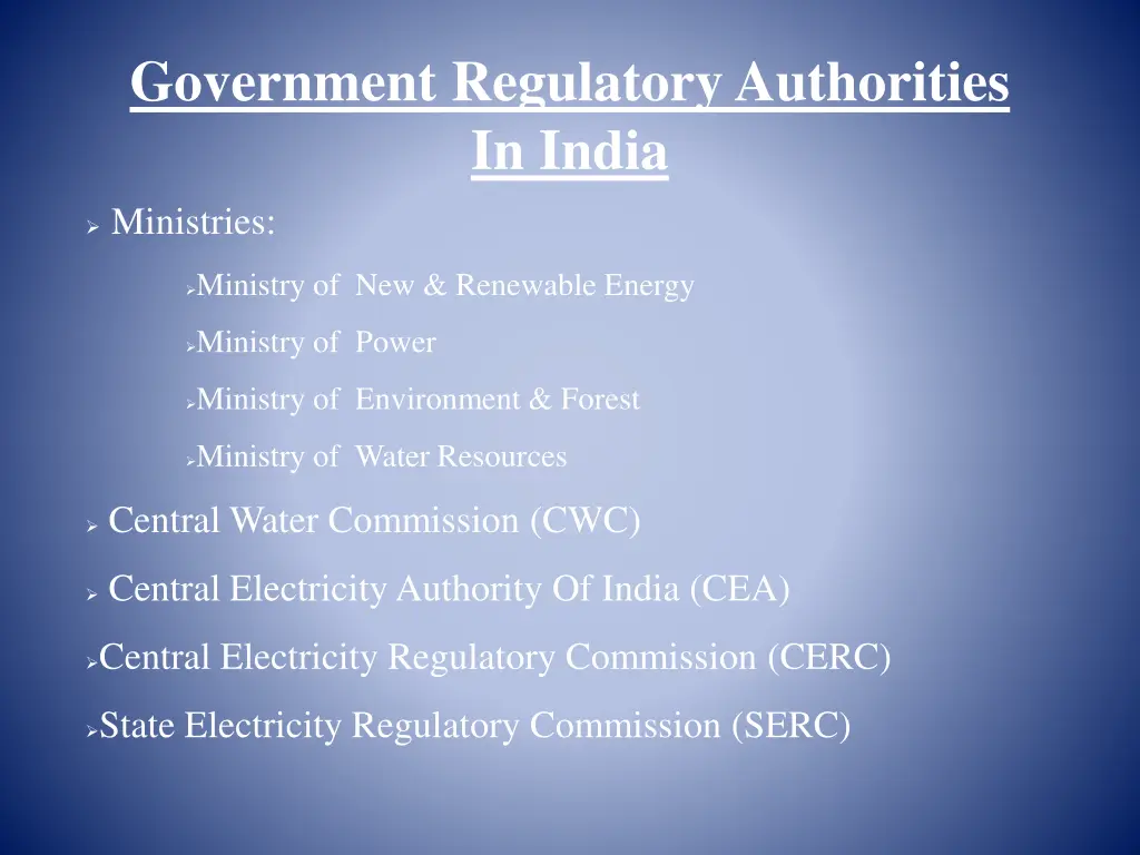 government regulatory authorities in india