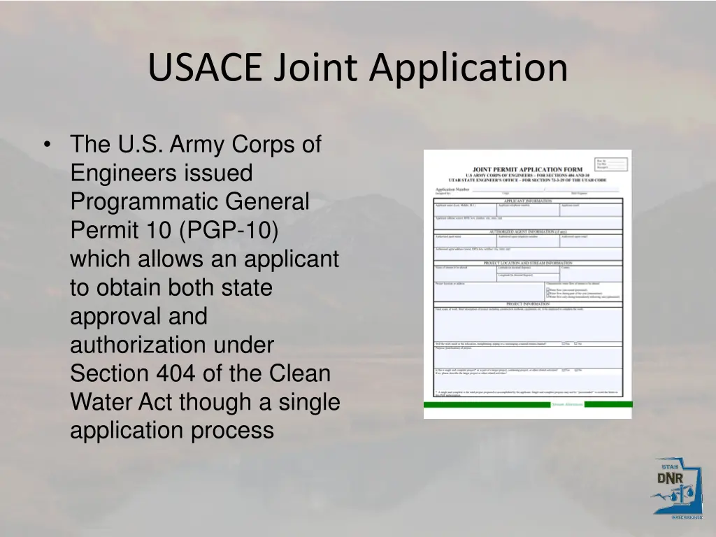 usace joint application