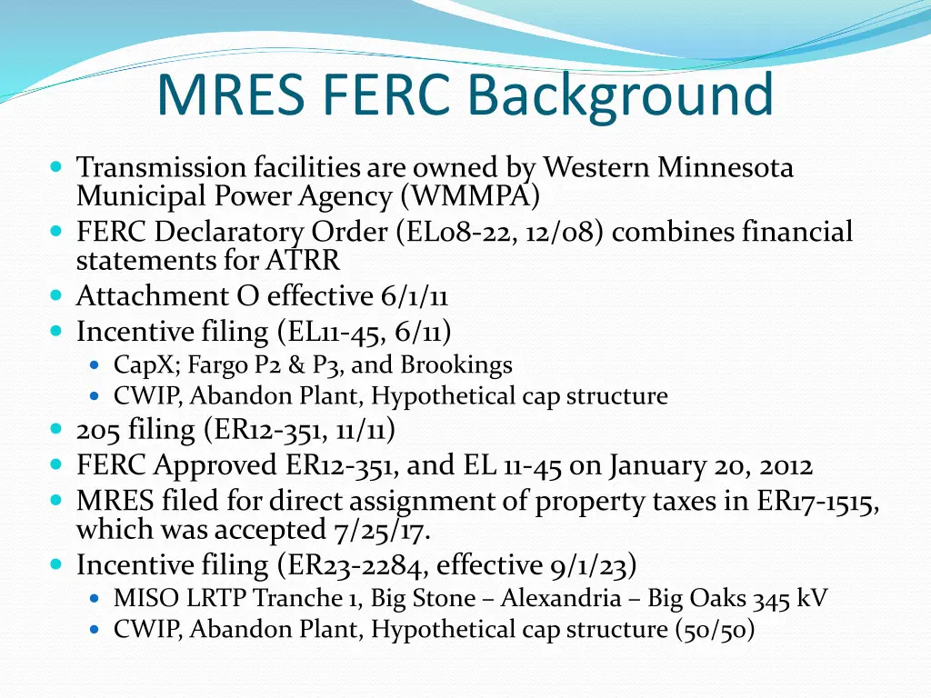 mres ferc background