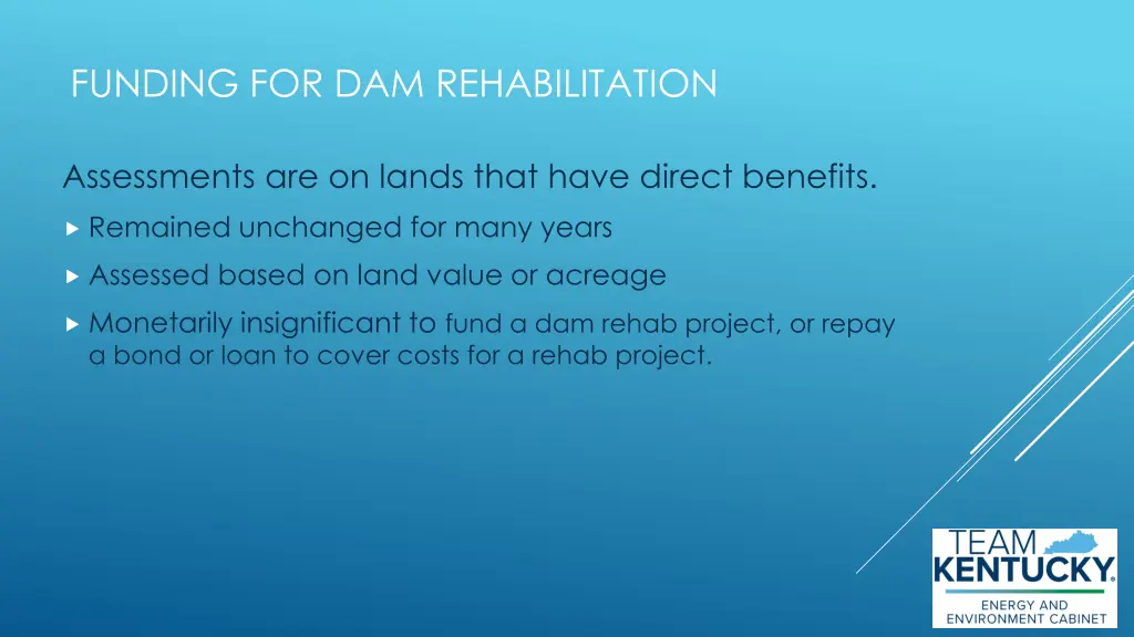 funding for dam rehabilitation