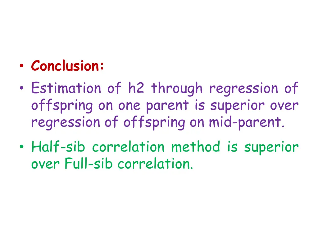 conclusion estimation of h2 through regression