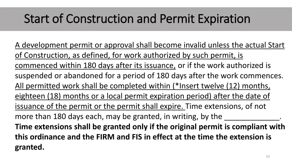 start of construction and permit expiration start