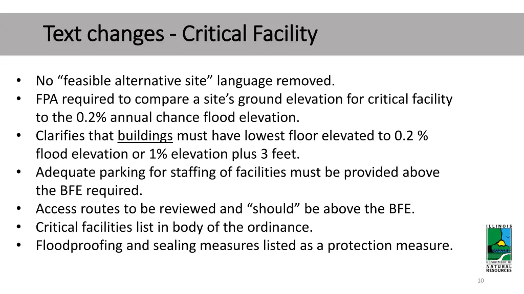 text changes text changes critical facility