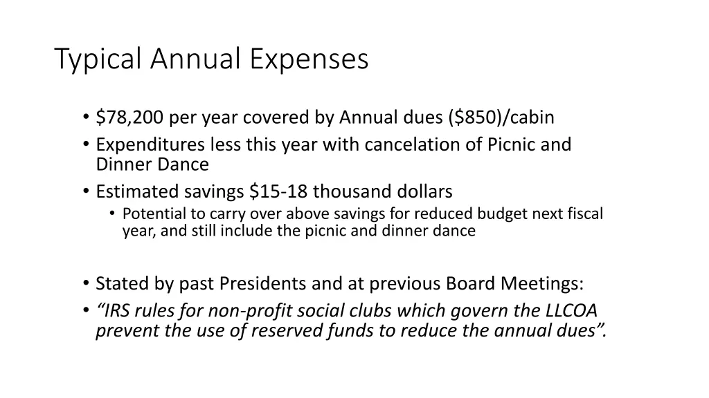 typical annual expenses