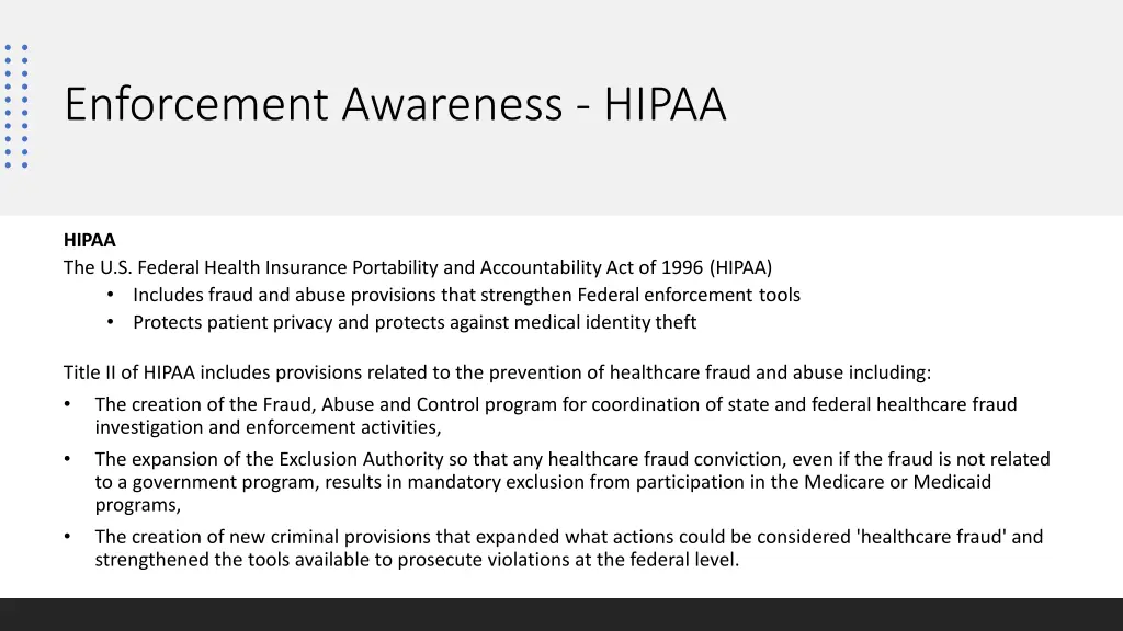 enforcement awareness hipaa