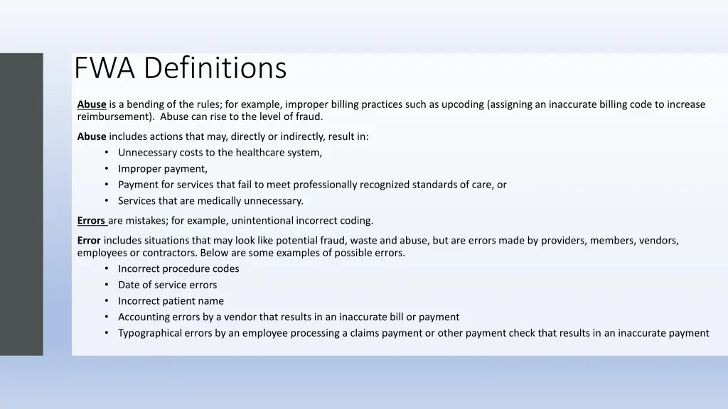 fwa definitions 1