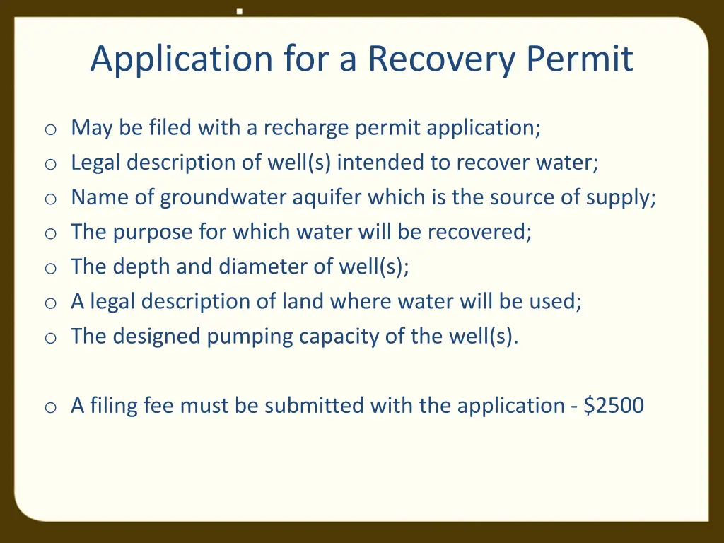 application for a recovery permit